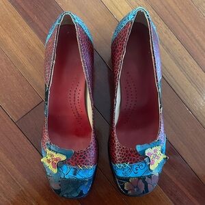 Obiono Handpainted Colorful Women's Shoes Butterfly Floral Indie Chunky Retro 38